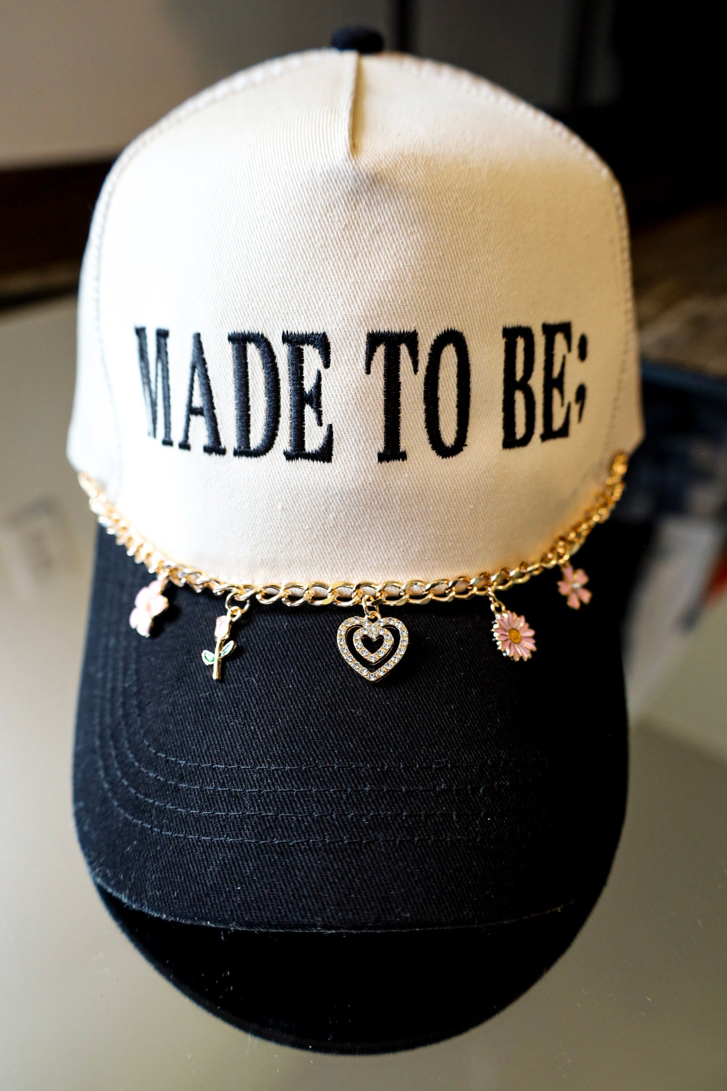 pink flower hat charm