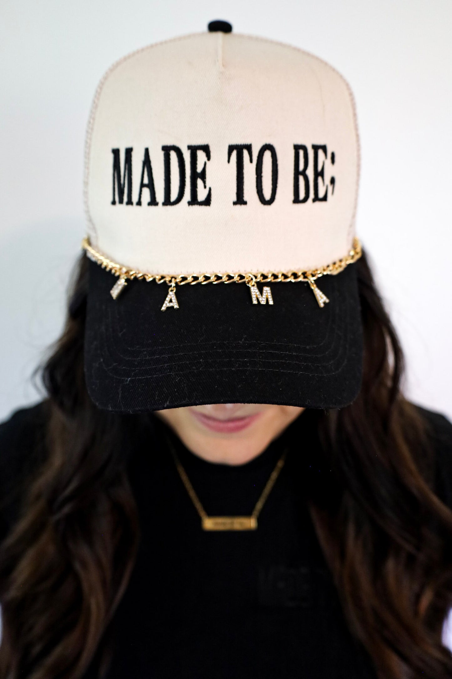 made to be; trucker hat - cream/black