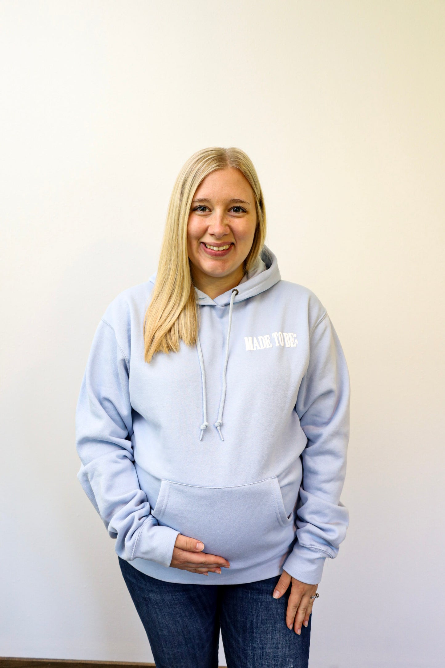 made to be; hoodie - sky blue