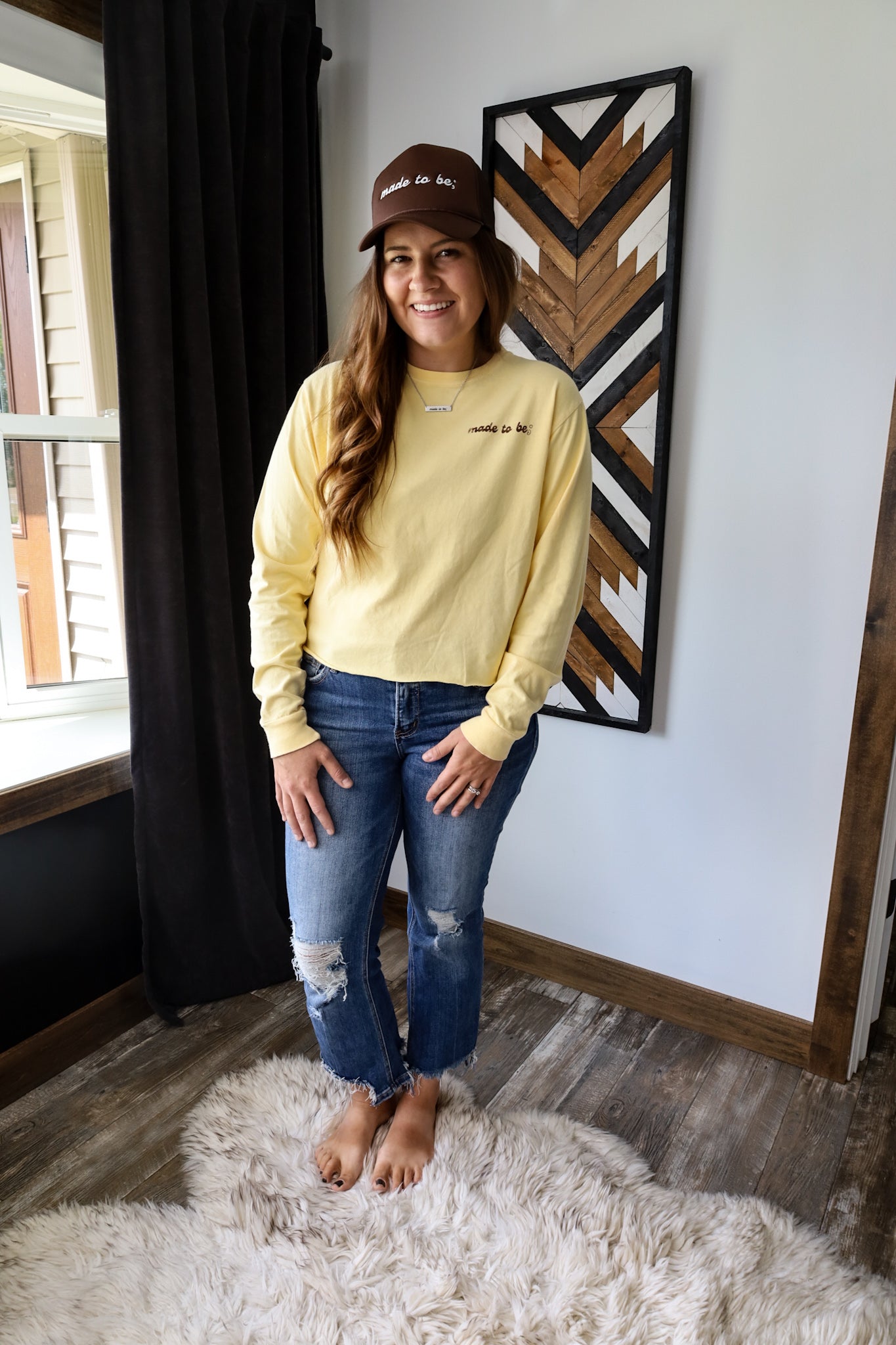made to be; trucker hat brown
