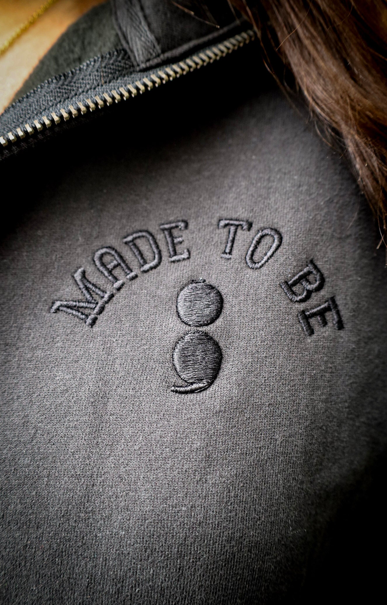 made to be; 1/2 zip - black