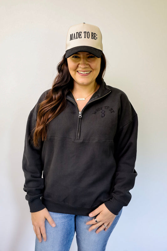 made to be; 1/2 zip - black