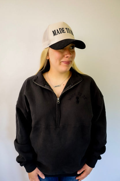 made to be; 1/2 zip - black