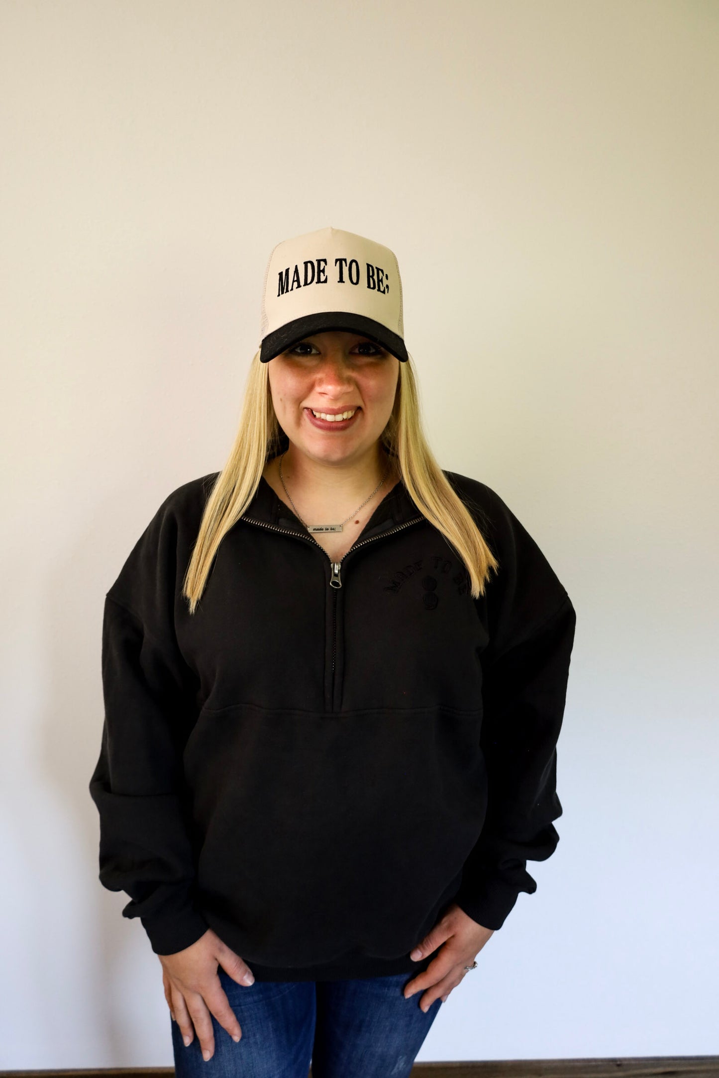 made to be; 1/2 zip - black