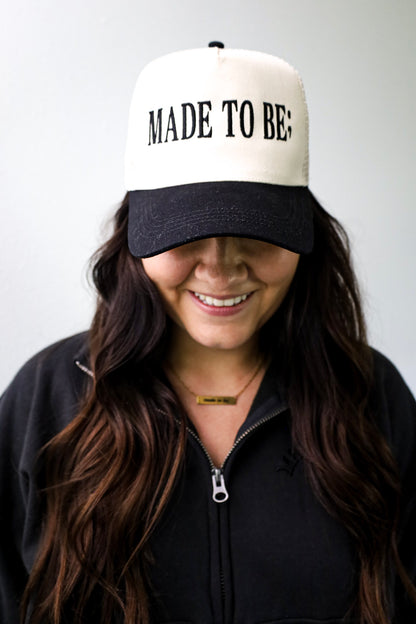 made to be; trucker hat - cream/black