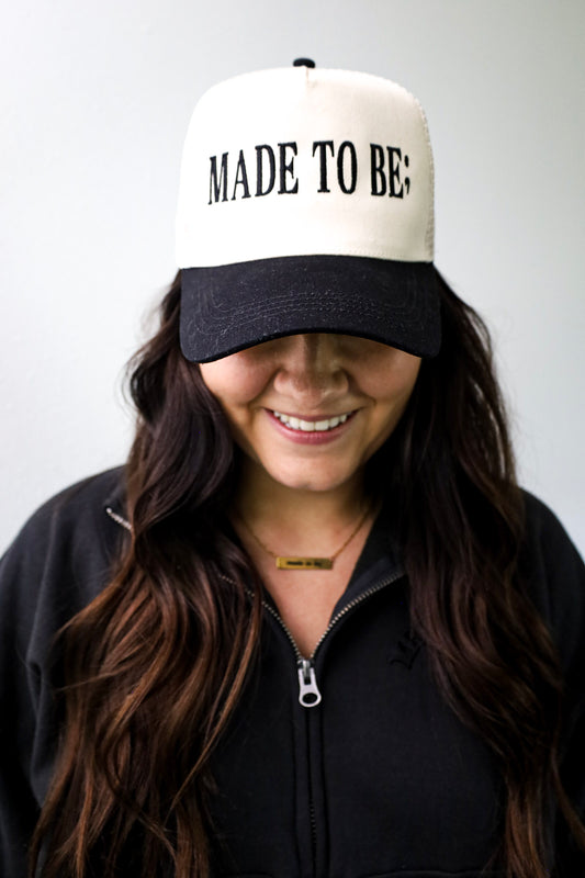 made to be; trucker hat - cream/black