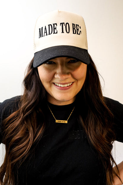 made to be; trucker hat - cream/black