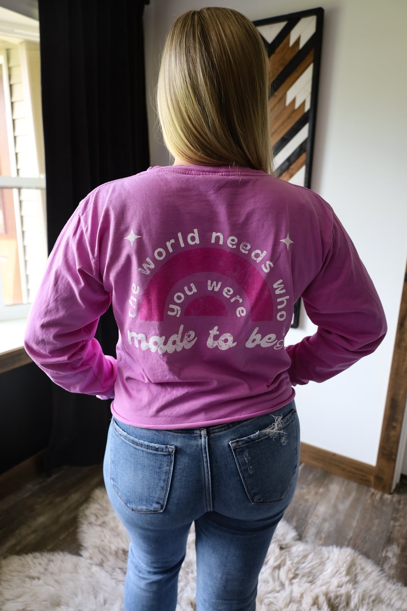 made to be; crop long sleeve - wild orchid