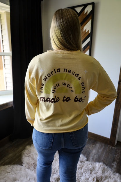 made to be; crop long sleeve - butter