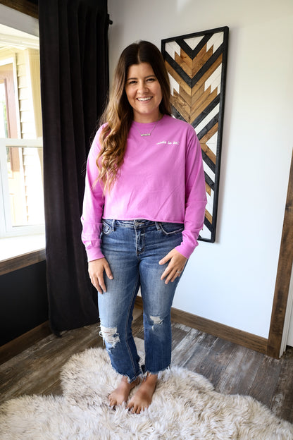 made to be; crop long sleeve - wild orchid