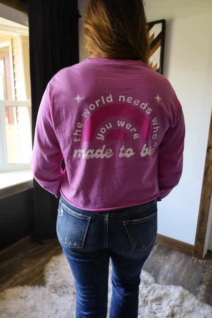 made to be; crop long sleeve - wild orchid