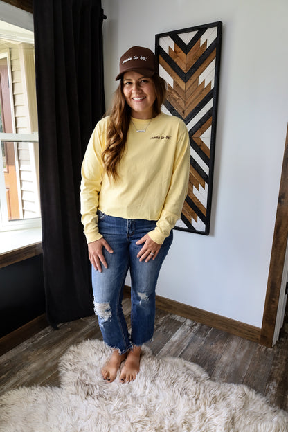 made to be; crop long sleeve - butter